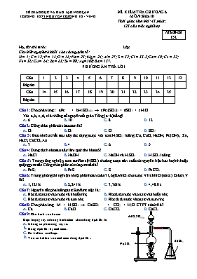 Bộ đề kiểm tra Chương 6 môn Hóa học Lớp 10 - Trường THPT Nguyễn Trường Tộ